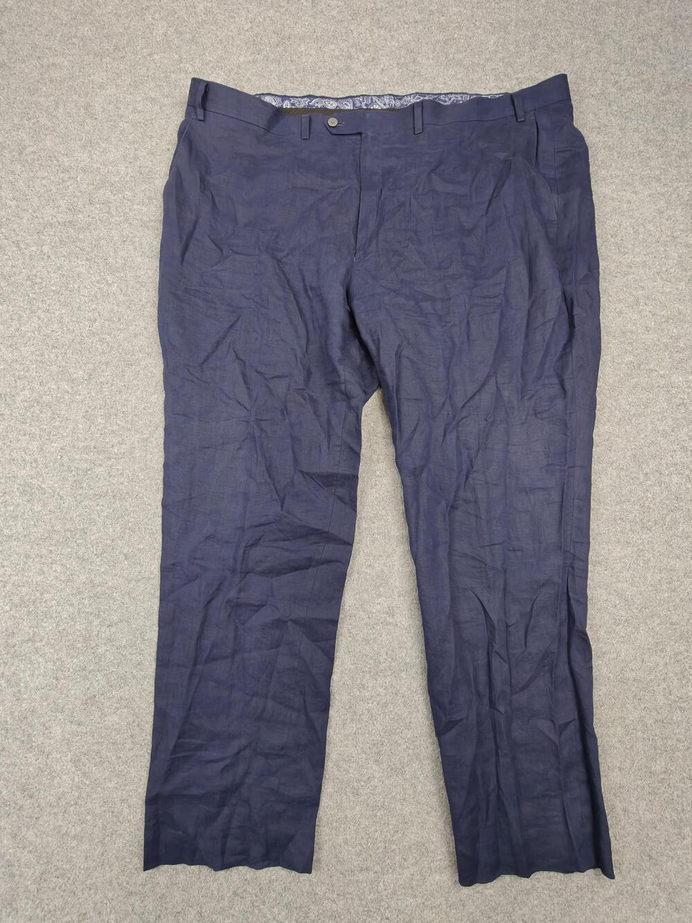 Lauren Ralph Lauren Pants Mens 46x32 Blue 100% Linen Dress Straight Flat Front